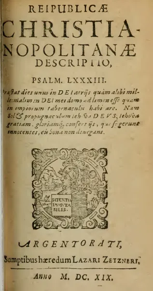 1. Frontispice de Christianopolis, 1619. (p.54)
