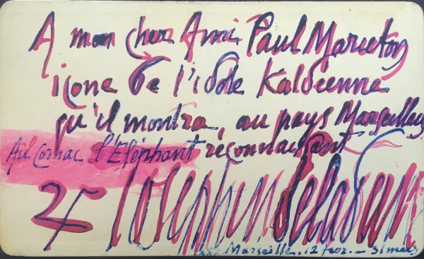 13. Carte de visite (verso) offerte par Péladan... (p. 215)